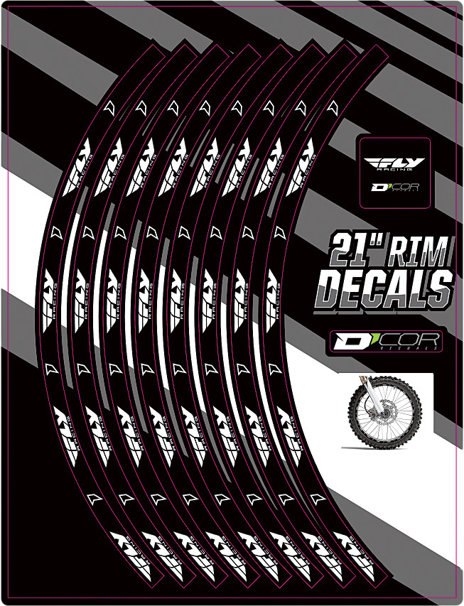 D-COR RIM DECALS 21" FLY LOGO FRONT