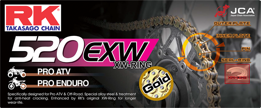 Rk Excel Gb520exw Drive Chain Gold 520 X 120
