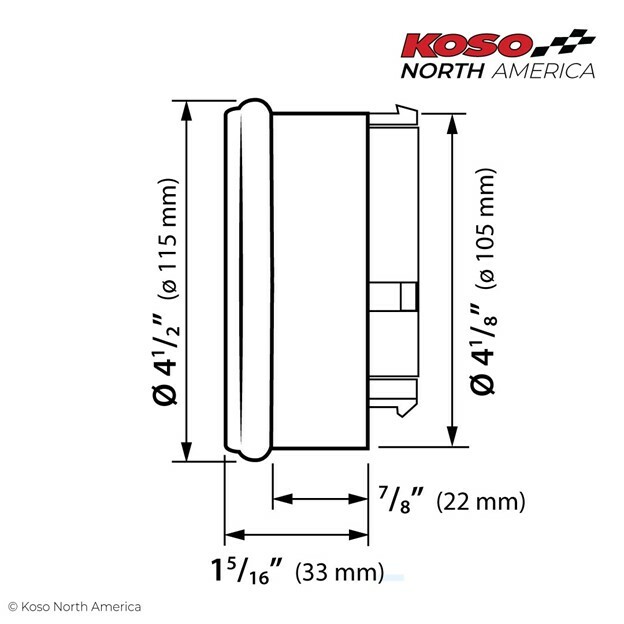 KOSO KOSO HD-05 4.5" GUAGE CHROME BEZEL, CANBUS MODELS