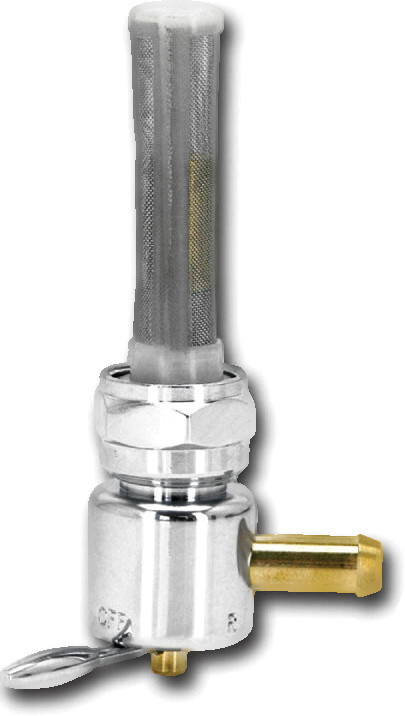 HARDDRIVE ROUND PETCOCK 22MM BUNG DOWN SPIGOT CHROME