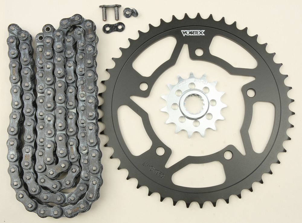 VORTEX SPROCKET/CHAIN KIT STL/STL 15/47T SIL SX3 520-112L BLK