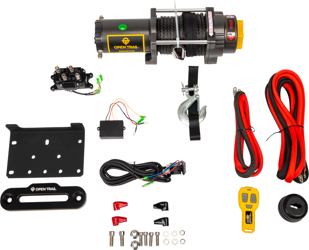 OPEN TRAIL 6000LB WIDE WINCH SYNTHETIC ROPE
