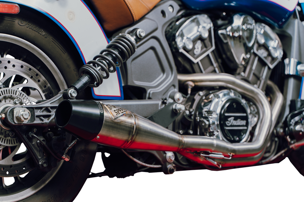 Sawicki Indian Scout Mid Length Brushed Ss W/ Blk End Cap