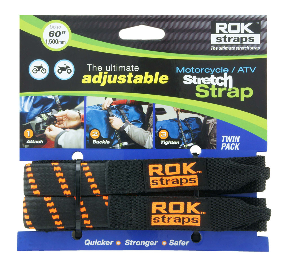 Rokstraps Motorcycle Strap Black/Orange 18"X60"X1"