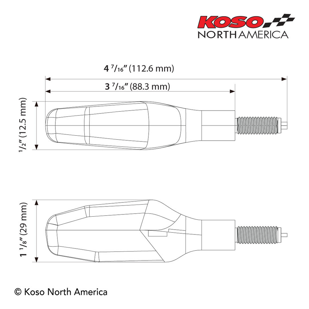KOSO GW-04 LED TURN SIGNALS SEQUENTIAL MATTE BLACK PAIR