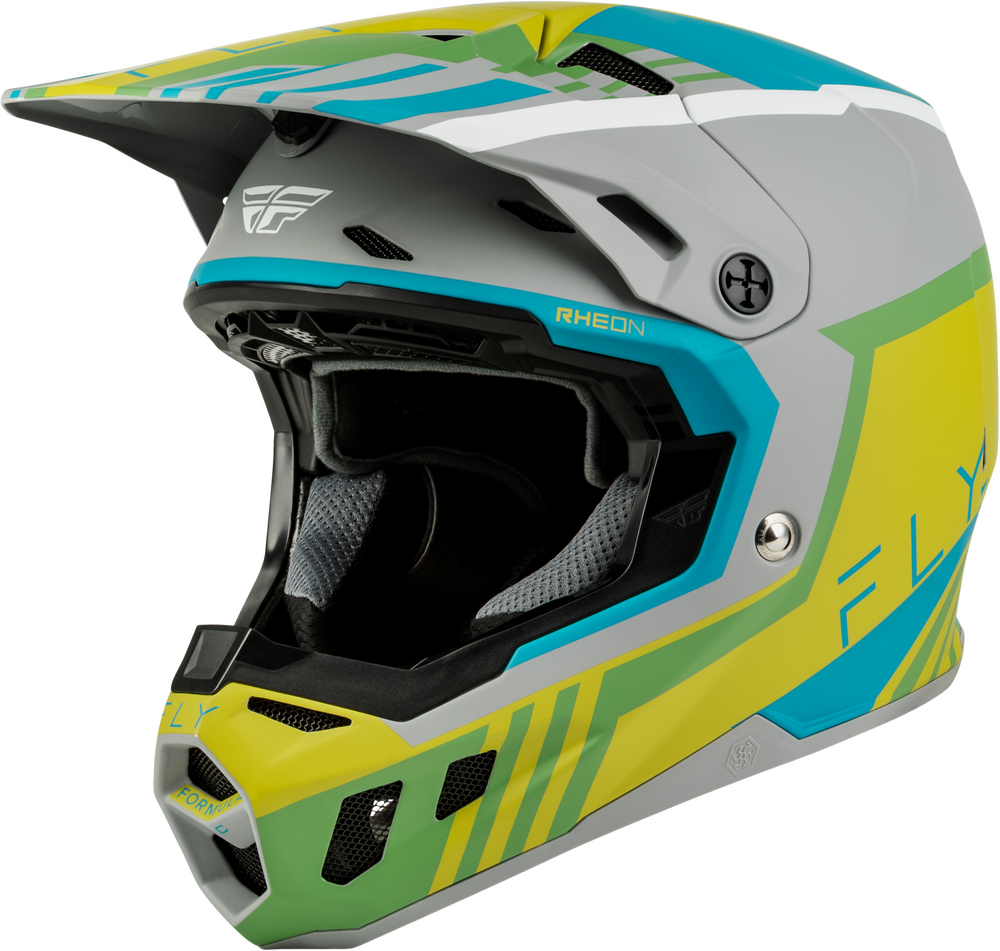 Fly Racing Formula CC Strike Helmets (2027) — Matte Grey/Green/Teal
