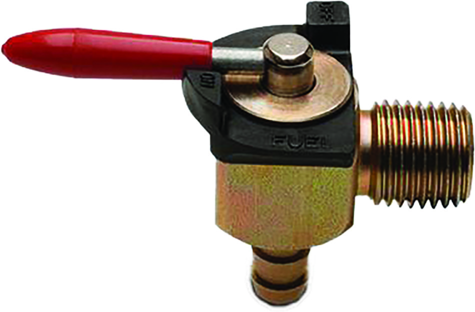 MOTION PRO FUEL VALVE 90 DEGREE 1/4" NPT X 1/4" BARB VITTON SEAL