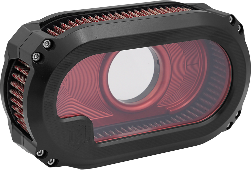 KENS FACTORY NL TC AIR CLEANER W/GLASS BLACK W/RED