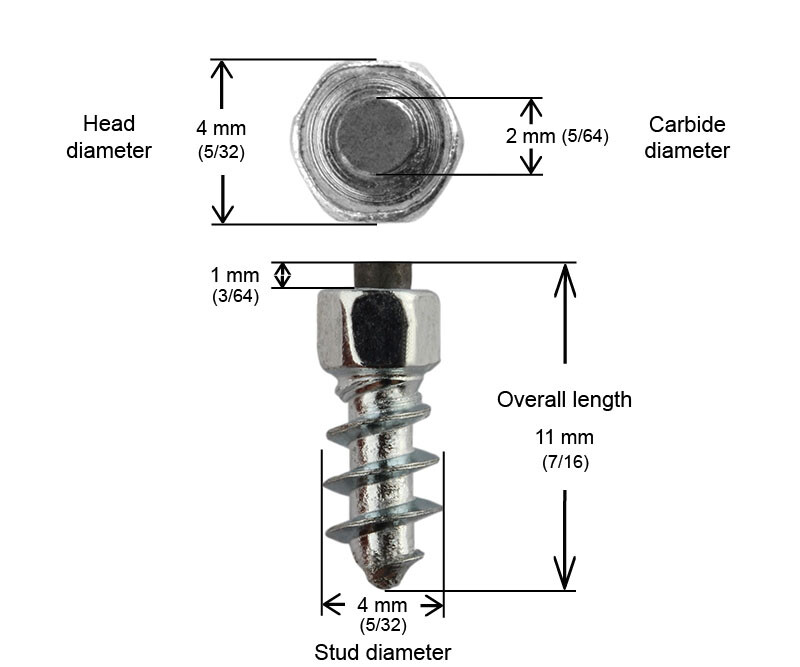 IGRIP 11MM STANDARD SCREW STUDS QTY 100