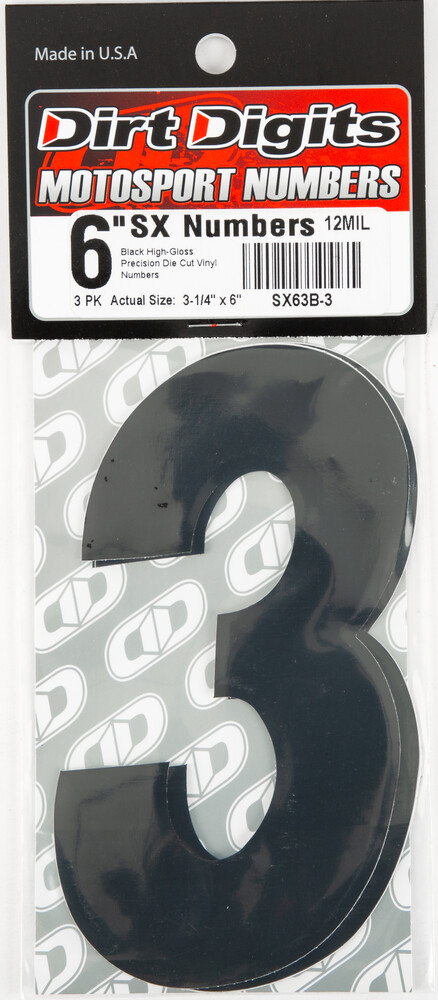 DIRT DIGITS #3 6" BLACK SUPER X DIGITS 3/PK