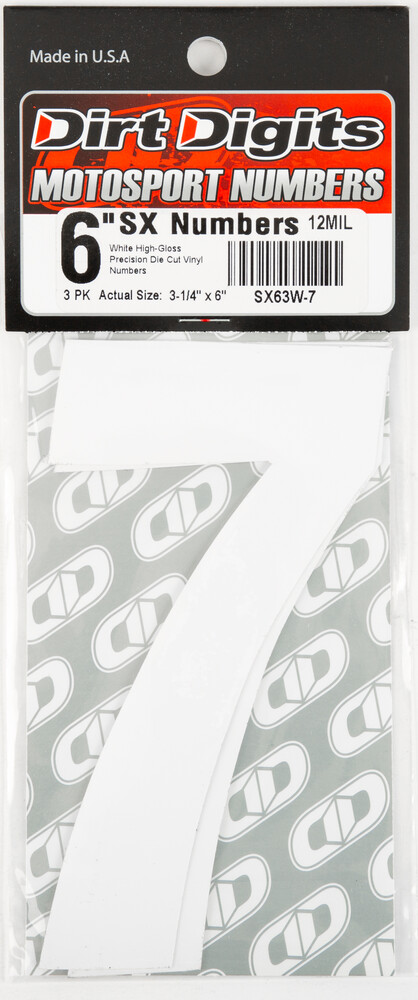 DIRT DIGITS #7 6" WHITE SUPER X DIGITS 3/PK
