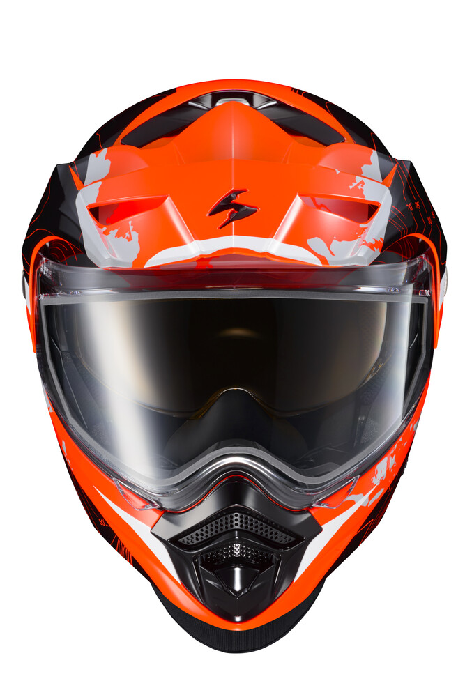 SCORPION EXO EXO-AT960 COLD WEATHER HELMET TOPOGRAPHIC HI-VIZ ORG XL DUAL