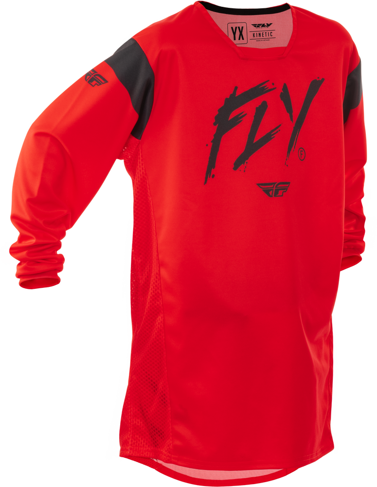Fly Racing Youth Kinetic Stoke Jersey — Red/Black
