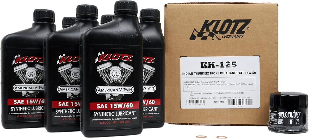 Klotz Indian Thunderstroke 6qt Synthetic Oil Change Kit