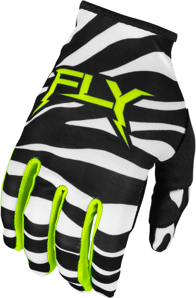 Fly Racing Lite Uncaged Gloves — Black/White/Neon Green