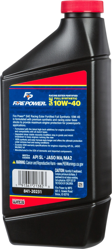 FIRE POWER SYNTHETIC 4-STROKE OIL W/ESTER 10W-40 QT 12/CASE