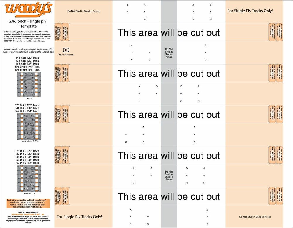 Woodys Studding Template 2.86 Single Ply Tracks