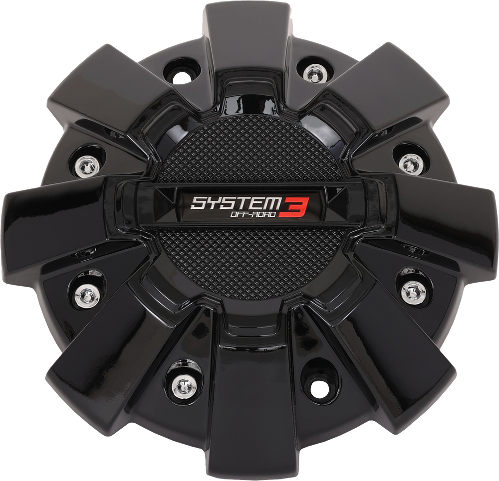 System 3 St7 Center Cap Dual Fit Bolt-In Gloss Black
