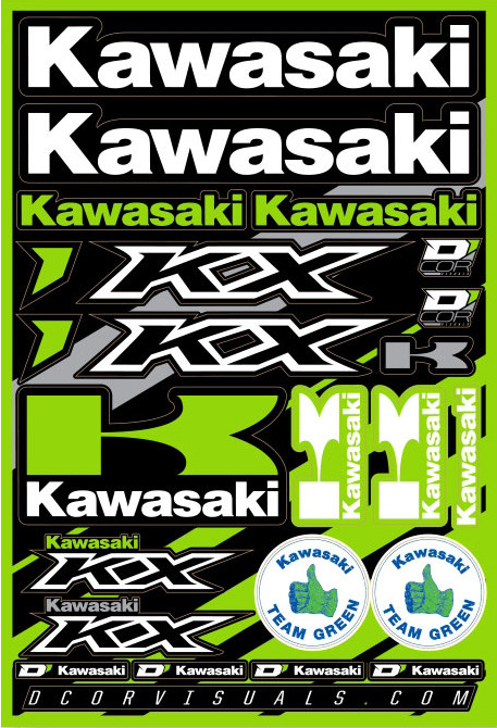 D-COR KAWASAKI DECAL SHEET 12"X18"