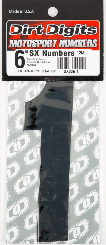 DIRT DIGITS #1 6" BLACK SUPER X DIGITS 3/PK