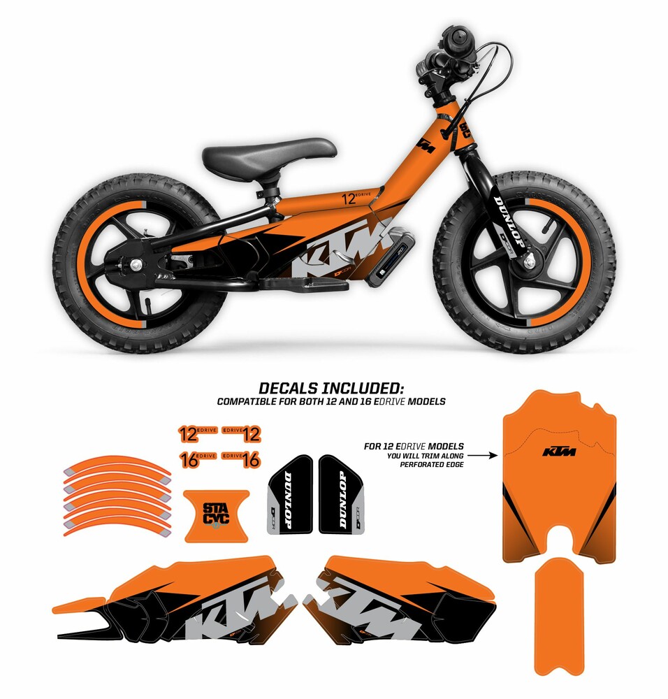 D-COR GRAPHIC KIT STACYC KTM GRAPHIC KIT STACYC 12" & 16"