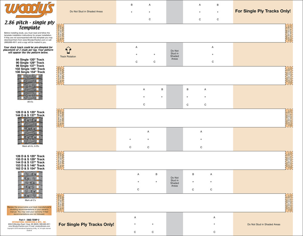 WOODYS STUD TEMPLATE 2.86" SINGLE PLY