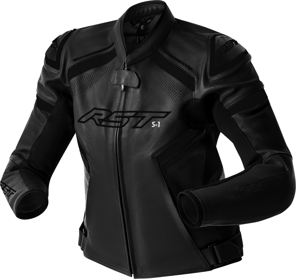 Rst S1 D3O LEATHER LADIES JACKET BLACK/WHITE SM — Black/White
