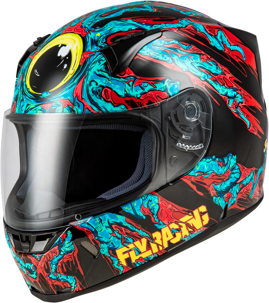 Fly Racing Revolt Space Creep Helmet (2024) — Light Blue/Black/Red