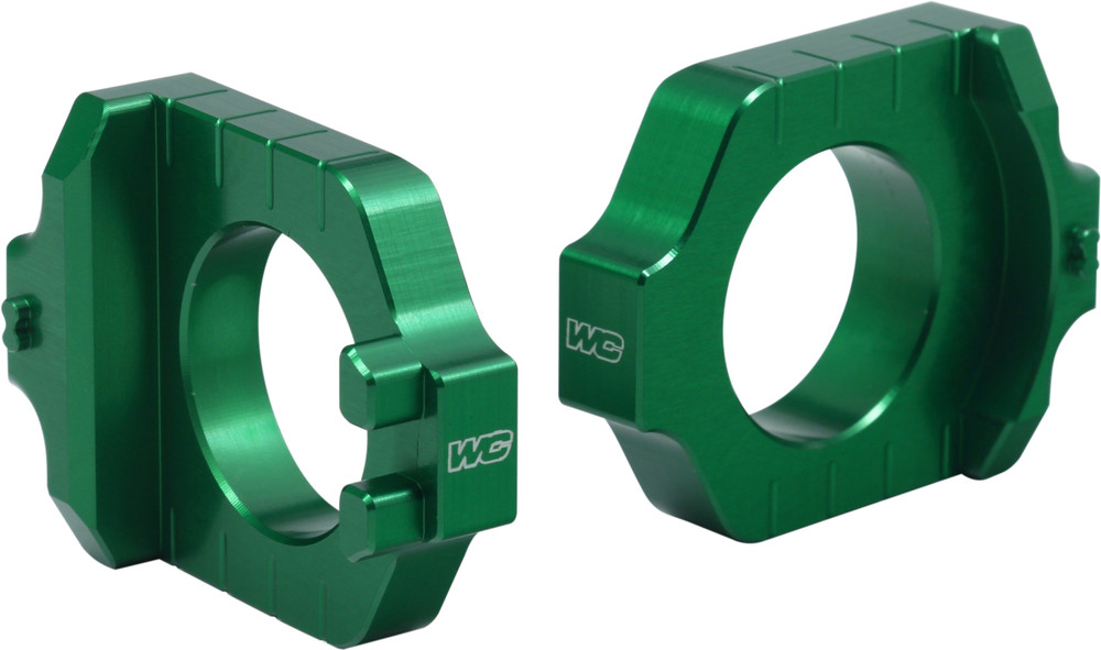 WORKS AXLE BLOCKS ELITE KAW/SUZ GREEN