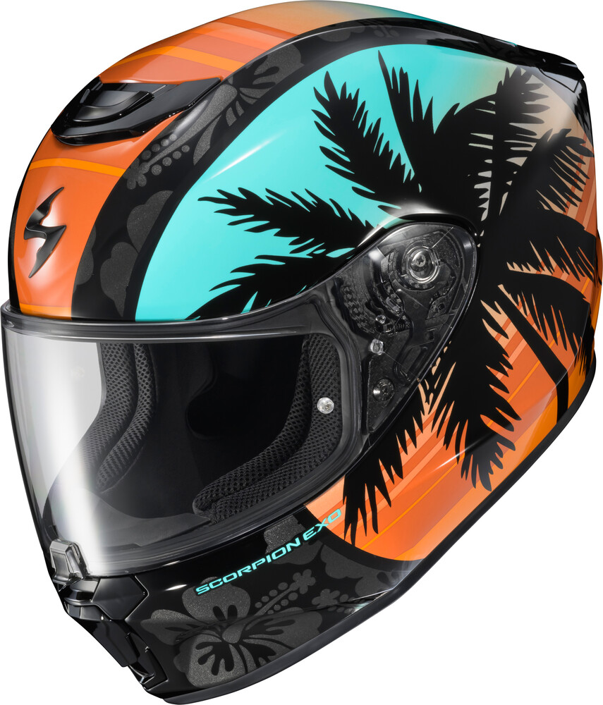 SCORPION EXO EXO-R330 FULL-FACE HELMET TUBBS LIGHT BLUE/ORANGE SM
