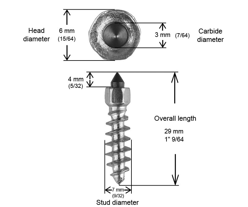 IGRIP 1"-25MM STANDARD SCREW STUDS QTY 250