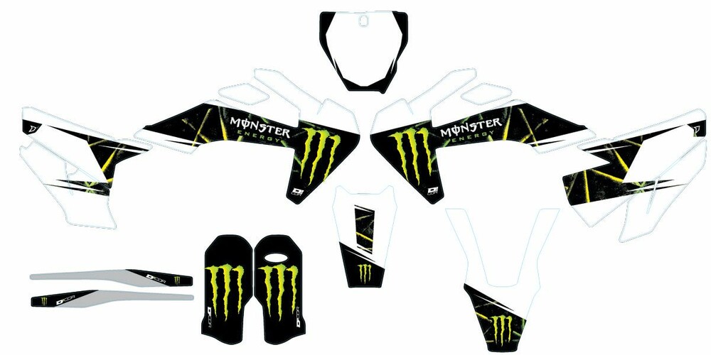D-COR CMPLT KIT MONSTER ENERGY SLASH WHITE BG
