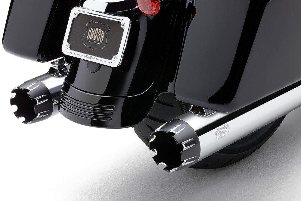 Cobra 4" NH Dual Cut Slip-On Mufflers For Harley Touring 1999-2016