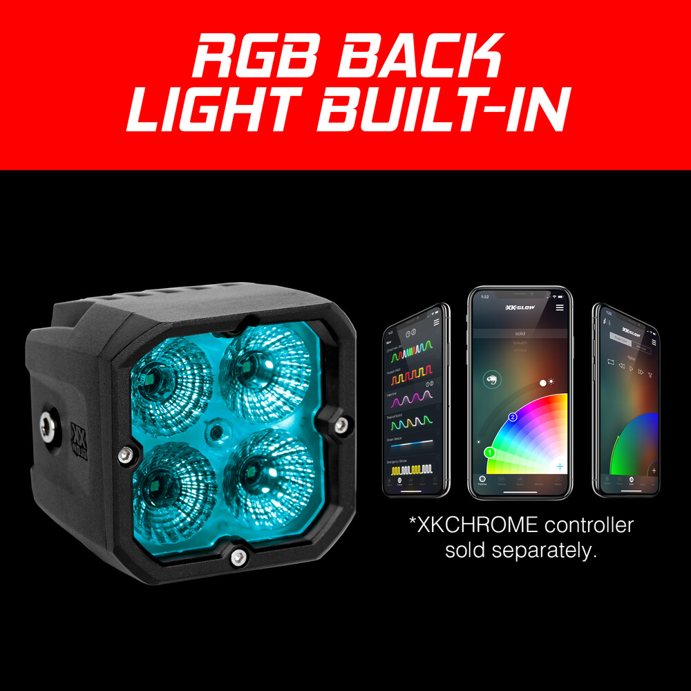 XK GLOW 20W RGB POD LIGHTS FLOOD BEAM PR