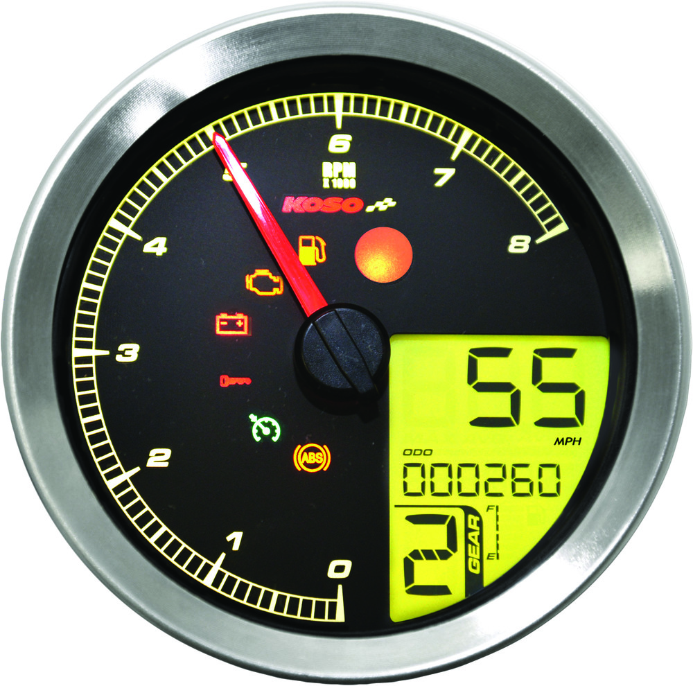 KOSO SPEEDO / TACH SIL BEZEL LCD COLOR CHANGE DISPLAY