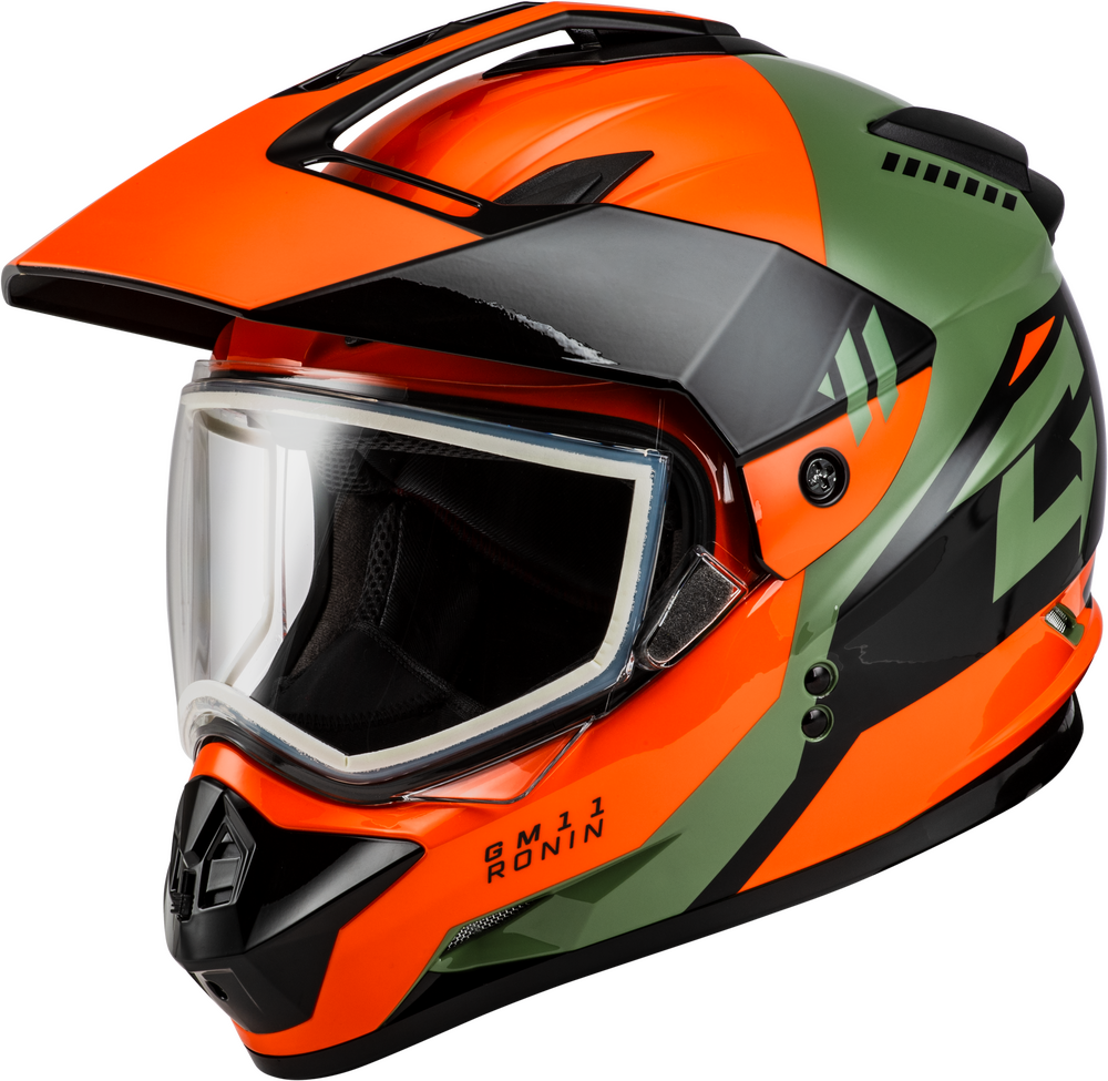 GMAX GM-11 RONIN HELMET ORANGE/GREEN/BLACK MD