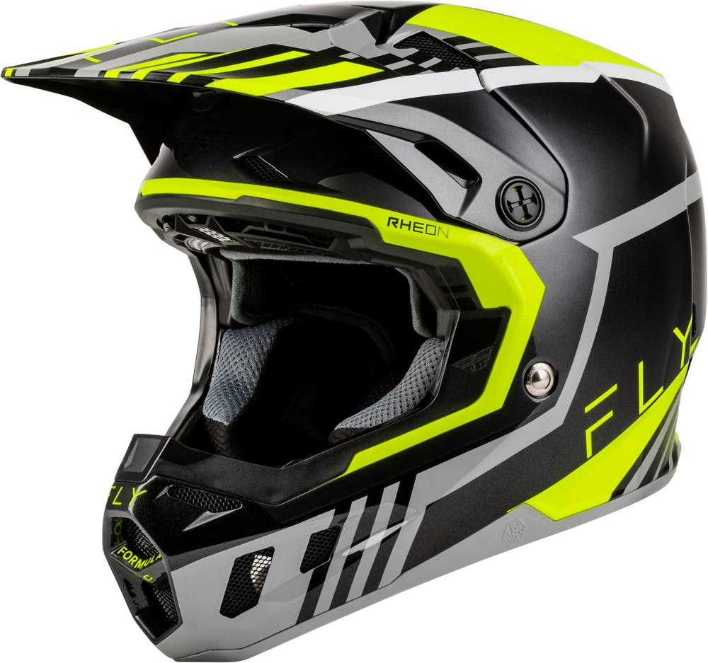 Fly Racing Formula CC Strike Helmets (2027) — Grey/Black/Hi-Vis Yellow