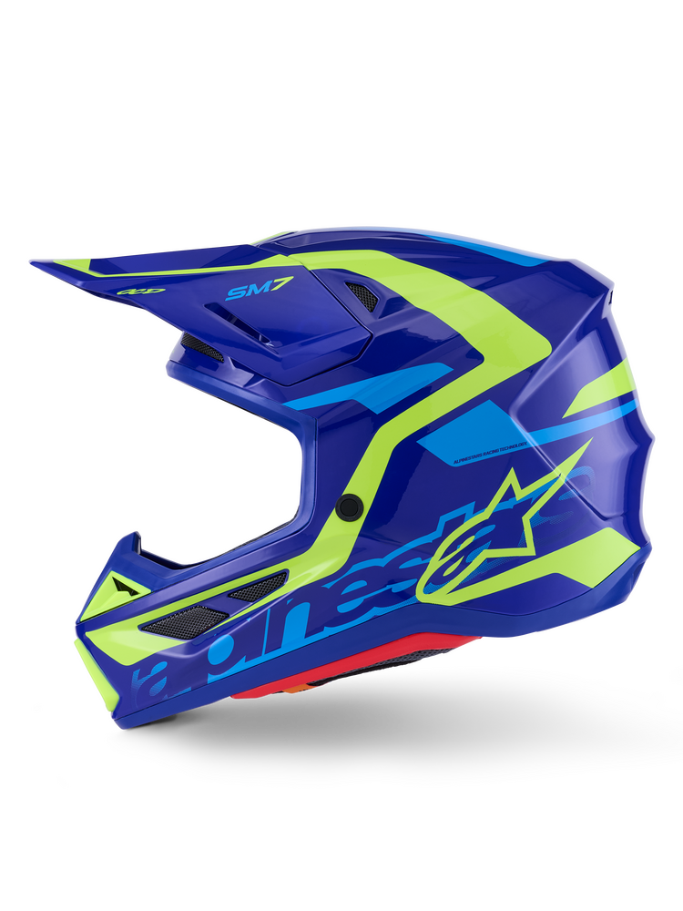 Alpinestars 2026 SM7 Deed Helmet — Blue/Yellow Fluo