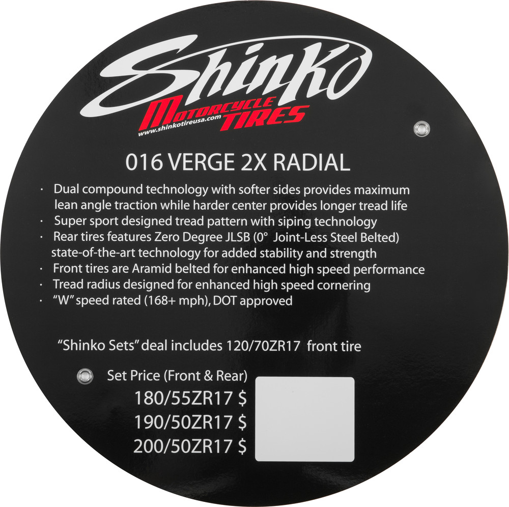 SHINKO VERGE 2X TIRE SIGN
