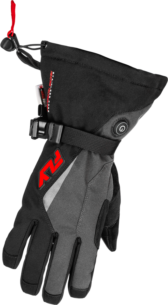 Fly Racing Title Heated Gauntlet Gloves (2026) — Grey/Black/Red