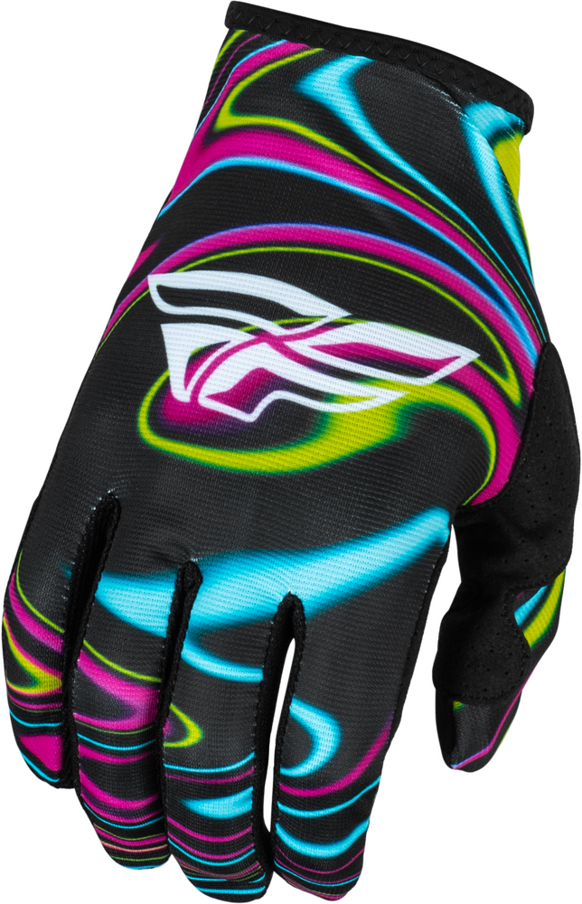Fly Racing Lite Warped Gloves — Black/Pink/Electric Blue