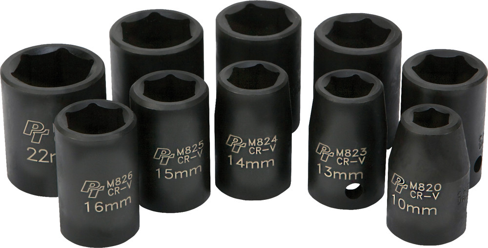10 PC 1/2" MET IMP SKT SET SHALLOW