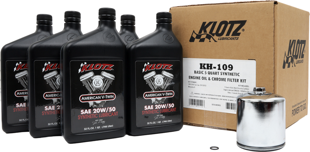 Klotz Basic Harley-Davidson 5qt Synthetic Oil Change Kit
