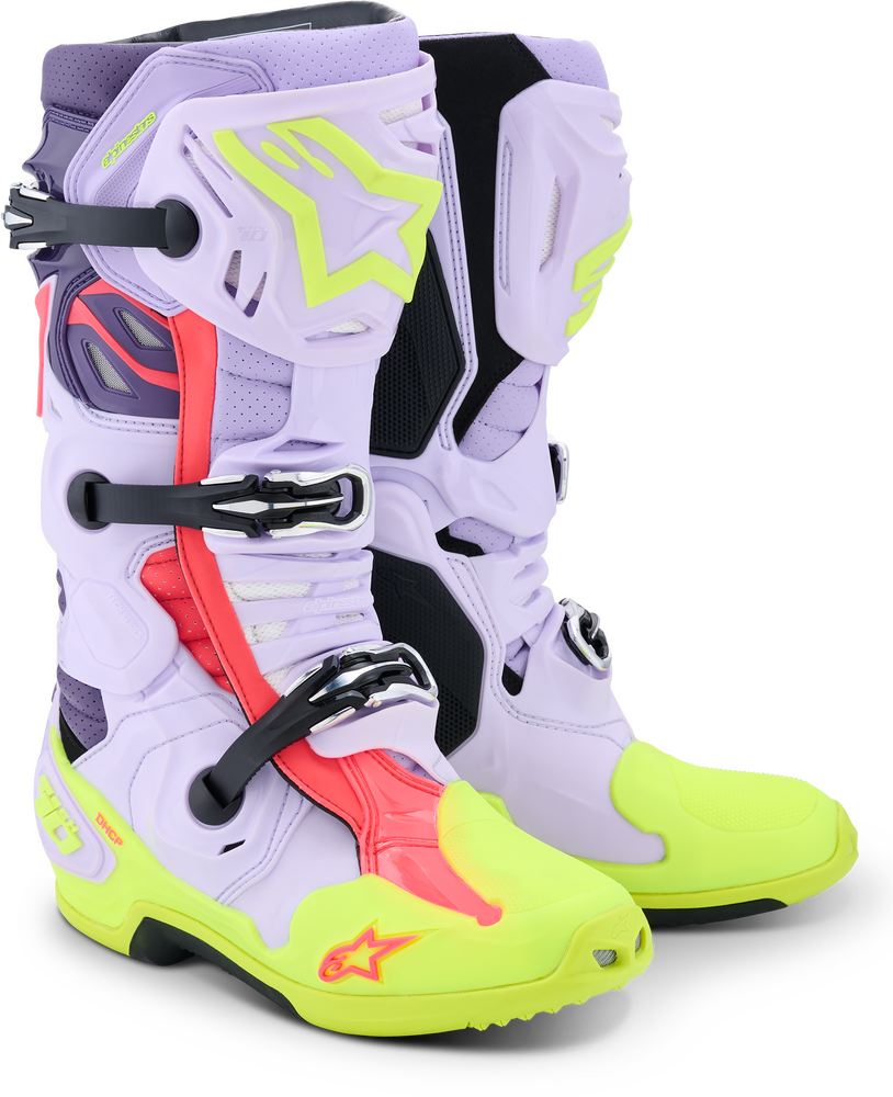 Alpinestars Tech 10 Supervented Boots (2026) — Purple/Yellow Fluo/Diva Pink