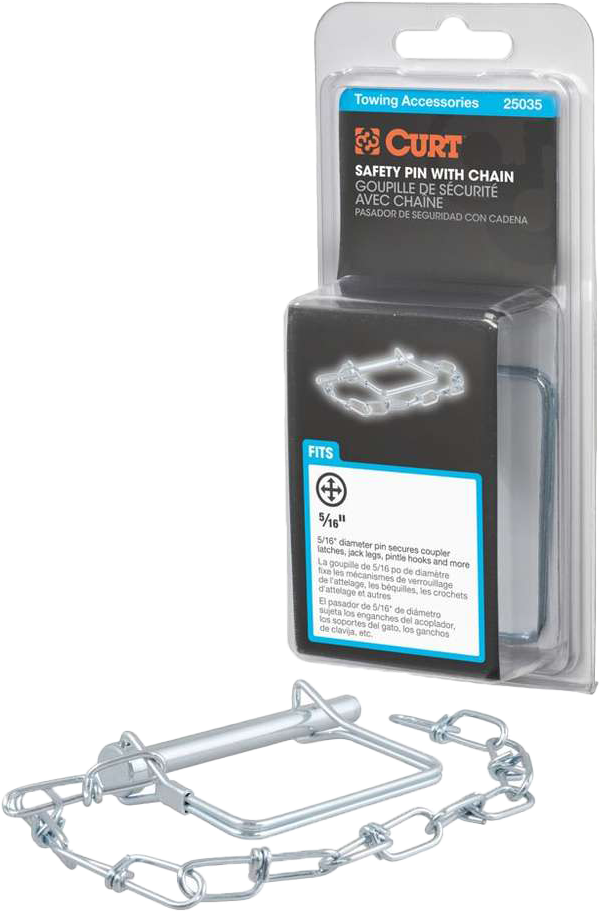 Curt 5/16" Safety Pin W/ 12" Chain 3" Pin Length
