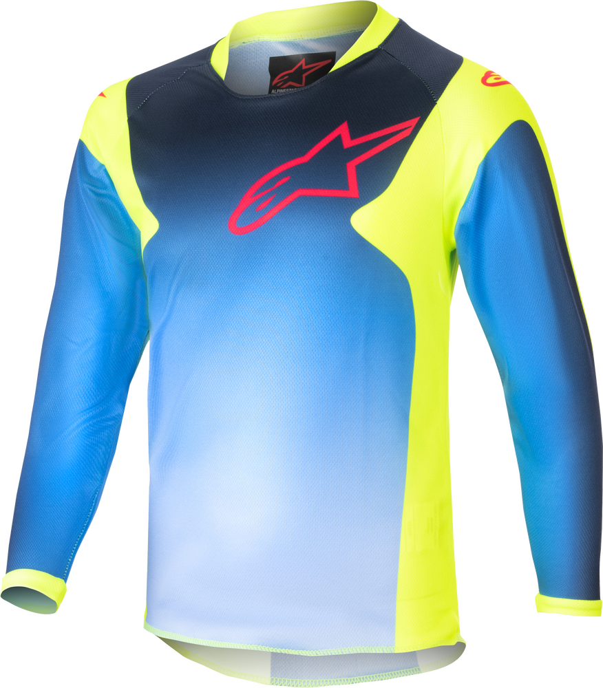 KIDS RACER - GRAPHIC 1 JERSEY YLW FLUO/BLUE/NT NAVY 2XS