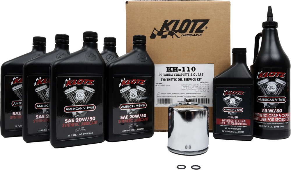 Klotz Premium Harley-Davidson 5qt Synthetic Oil Change Kit