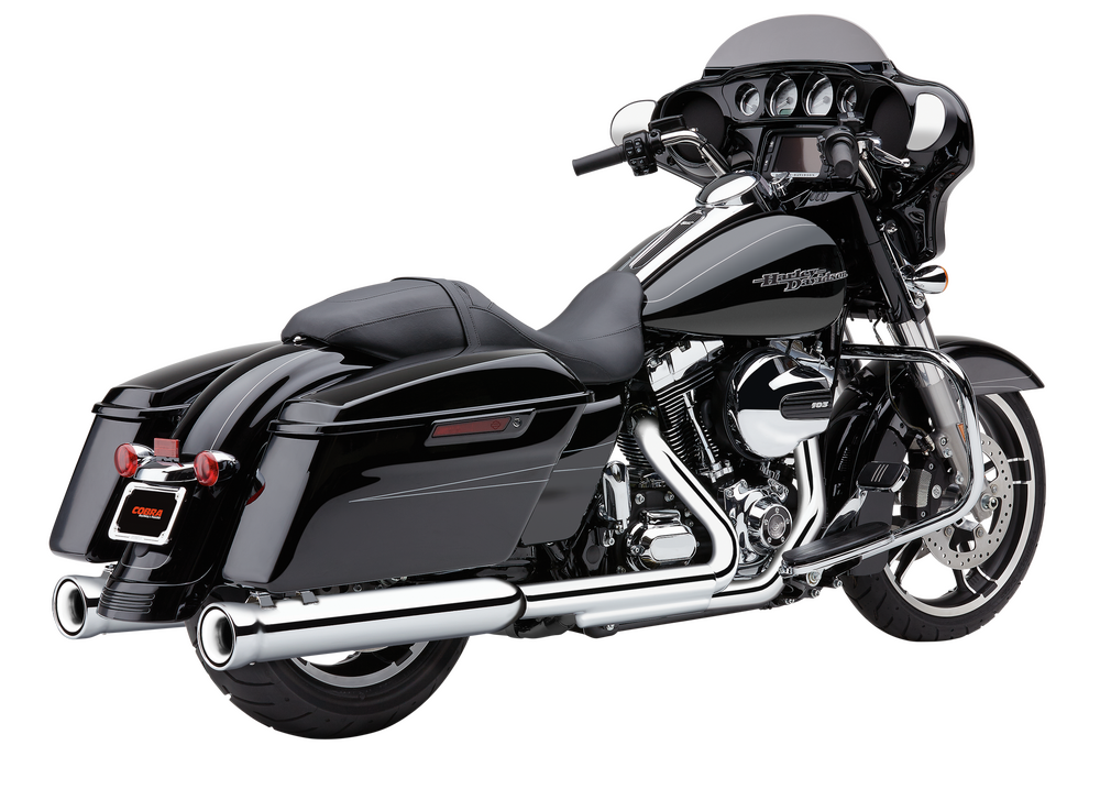 COBRA 4" NH SLIP-ONS CHROME INDIAN LEATHER BAG