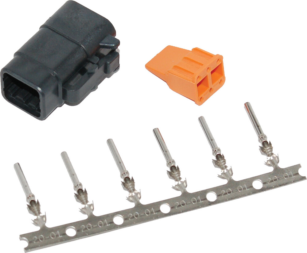 Namz Custom Cycle Deutsch Dtm 6-Pin Black Plug W/6 Trmnls/Wdglck Hd74116-98bk