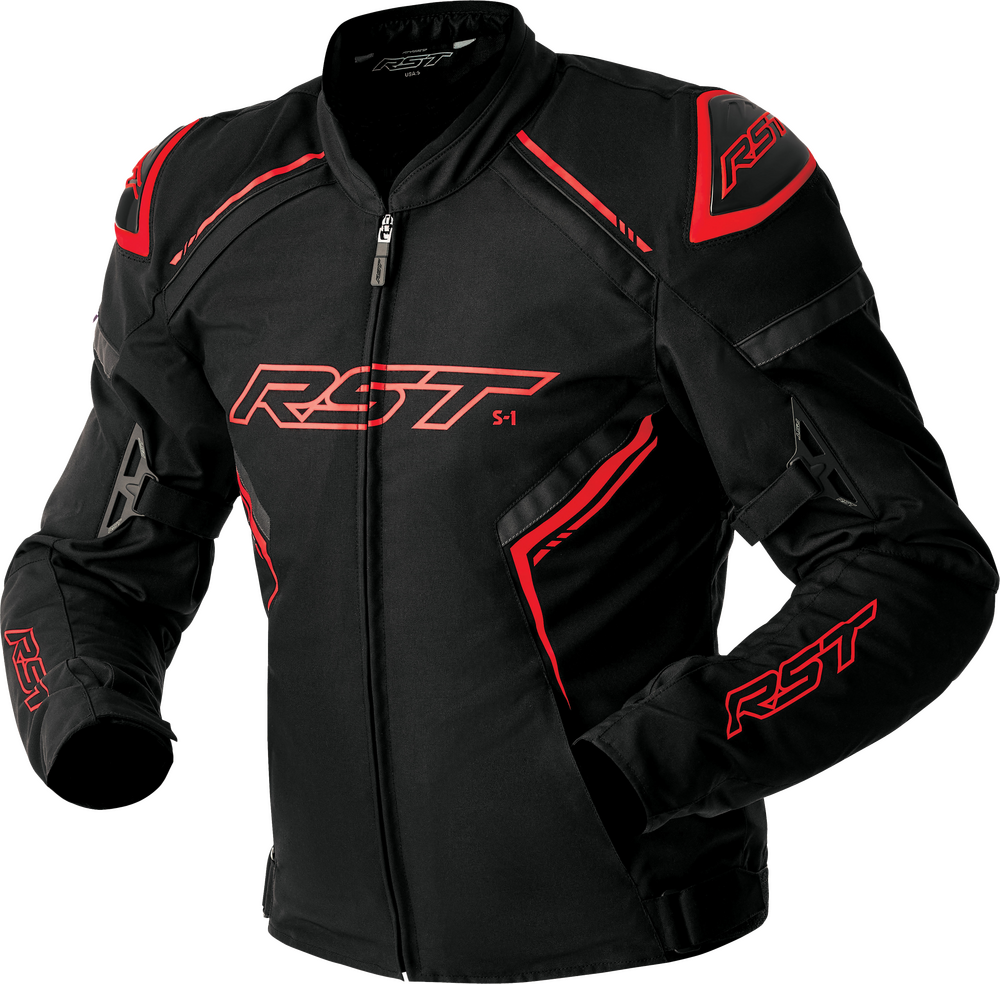 Rst S1 D3O TEXTILE JACKET BLACK/GREY/RED 2X — Black/Grey/Red